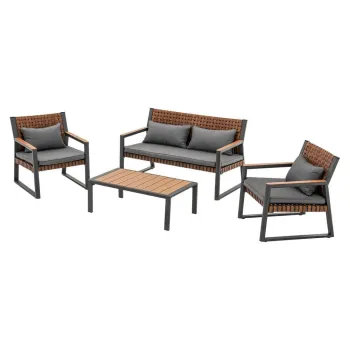 Set masuta + 2 fotolii + canapea Texas maro-gri imagine