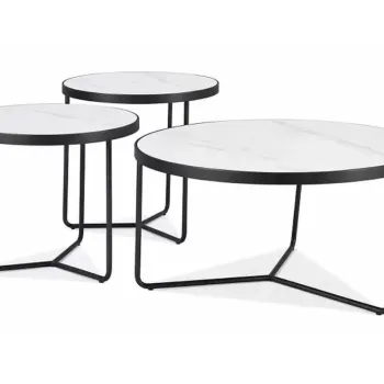 Set masute de cafea Demeter alb mat / negru mat o80/h40 cm imagine