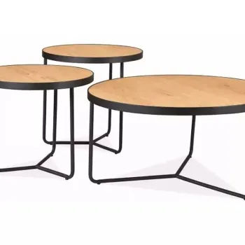 Set masute de cafea Demeter stejar / negru mat o80/h40 cm imagine
