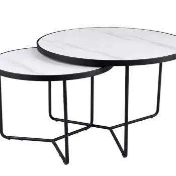 Set masute de cafea Italia alb mat / negru mat o80/h50 cm imagine