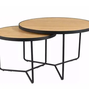 Set masute de cafea Italia stejar / negru mat o80/h50 cm imagine