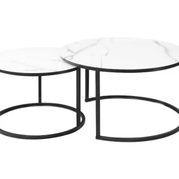 Set mese de cafea Atlanta C - Marmura Alba/Negru imagine