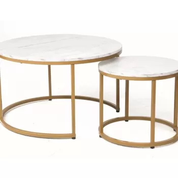 Set mese de cafea Dion - Marmura alba/Auriu imagine