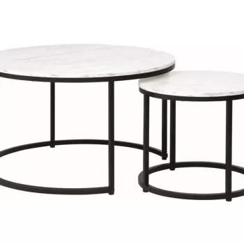 Set mese de cafea Dion - Marmura alba/Negru mat imagine