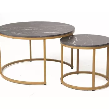 Set mese de cafea Dion - Marmura neagra/Auriu imagine