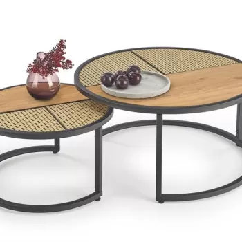 Set mese de cafea Garmina stejar auriu + rattan imagine