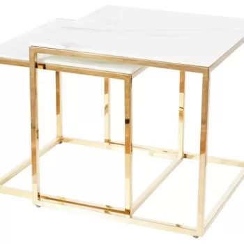 Set mese de cafea Gloria Marmura/Gold imagine