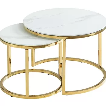 Set mese de cafea Muse II - Marmura Alba/Gold imagine