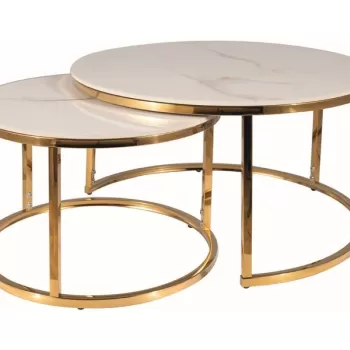 Set mese de cafea Portafino A - marmura alba/gold imagine