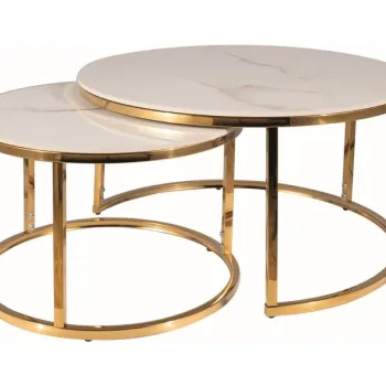 Set mese de cafea Portafino A marmura alba/gold o60/o45 cm imagine