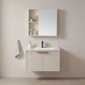 Set mobilier de baie cu lavoar Mario 60cm Beige imagine