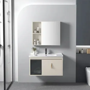 Set mobilier de baie cu lavoar Paris 60cm Beige imagine