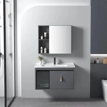 Set mobilier de baie cu lavoar Paris 60cm Grey imagine