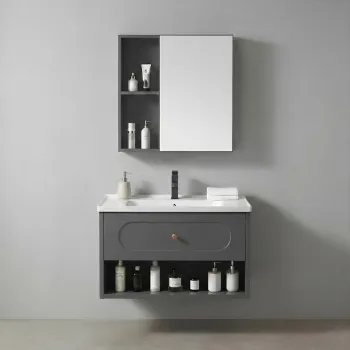 Set mobilier de baie cu lavoar River 60cm Grey imagine