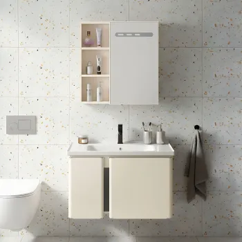 Set mobilier de baie cu lavoar Tula 60cm Beige imagine