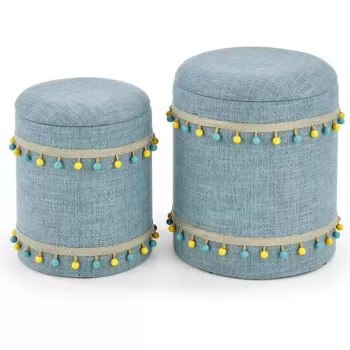 Set tabureti tapitati Grado Albastru deschis imagine