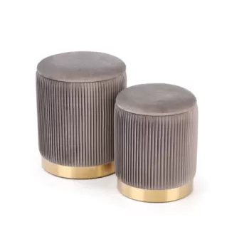 Set tabureti tapitati Monty Gri / Gold imagine