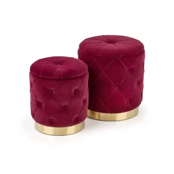 Set tabureti tapitati Polly Rosu Inchis / Gold imagine