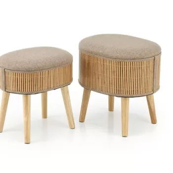 Set tabureti tapitati Tico bej/natur imagine