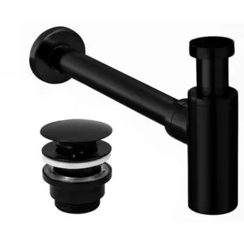 Sifon cu ventil pentru lavoar Click-Clack universal negru mat imagine