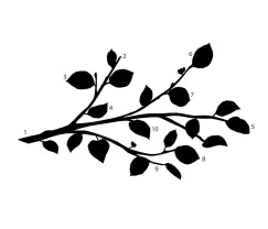 Sticker decorativ MODERN REALISTIC BRANCH with BENDABLE FLOWER MIRRORS | 6,9 x 6,2 cm imagine