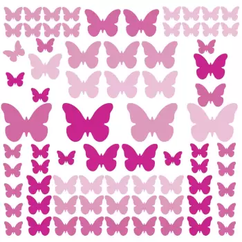 Sticker decorativ PINK FLUTTER BUTTERFLIES | 4 colite de 25,4 cm x 45,7 cm imagine