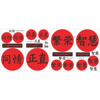 Stickere decorative CHINESE VIRTUES | 4 colite de 25,4 cm x 45,7 cm imagine