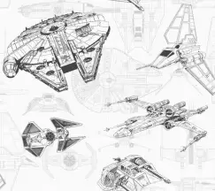 Tapet STAR WARS SHIP SCHEMATIC | DY0304 imagine
