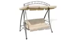 Balansoar de exterior cu acoperis, alb nisipiu imagine
