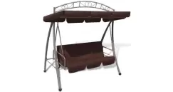 Balansoar de exterior cu baldachin, cafeniu imagine