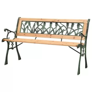 Banca de gradina, 122 cm, fonta si lemn masiv de brad imagine