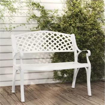 Banca de gradina, alb, 102 cm, aluminiu turnat imagine