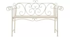 Banca de gradina, alb vintage, 132 cm, metal imagine