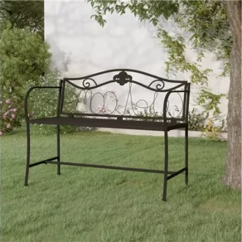 Banca de gradina cu 2 locuri, negru, 104 cm, otel imagine