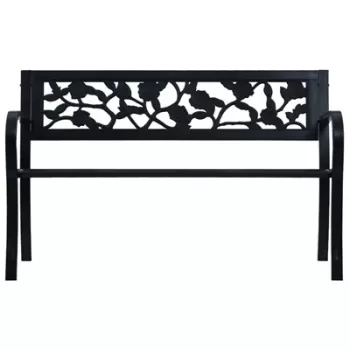 Banca de gradina, negru, 125 cm, otel imagine