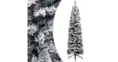 Brad de Craciun artificial slim, cu zapada, verde, 120 cm, PVC imagine