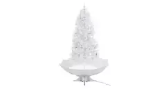Brad de Craciun cu ninsoare si baza umbrela, alb, 190 cm imagine
