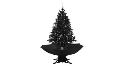 Brad de Craciun cu ninsoare si baza umbrela, negru, 140 cm, PVC imagine
