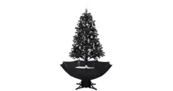 Brad de Craciun cu ninsoare si baza umbrela, negru, 170 cm, PVC imagine