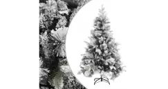 Brad de Craciun cu zapada si conuri, 150 cm, PVC si PE imagine