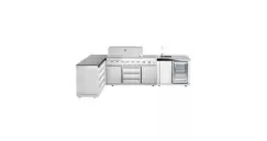 Bucatarie de exterior modulara, gratar, chiuveta, frigider, dulap cu sertare si blat de lucru compozit, ALL\'GRILL 100930-V11 imagine