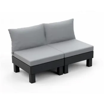 Canapea de exterior, Keter, Elements 2 locuri grafit cu perne gri deschis imagine