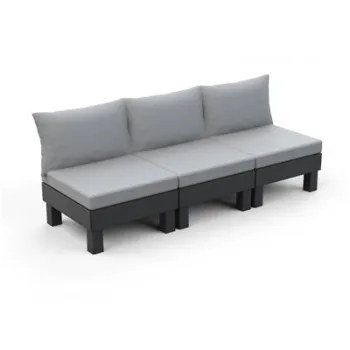 Canapea de exterior Keter, Elements, 3 locuri grafit cu perne gri deschis imagine