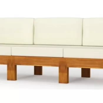 Canapea de gradina cu perne alb crem, 3 locuri, lemn acacia imagine