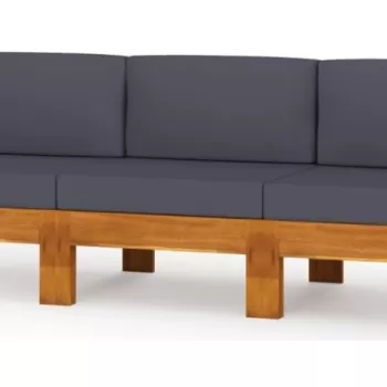 Canapea de gradina cu perne gri inchis, 3 locuri, lemn acacia imagine