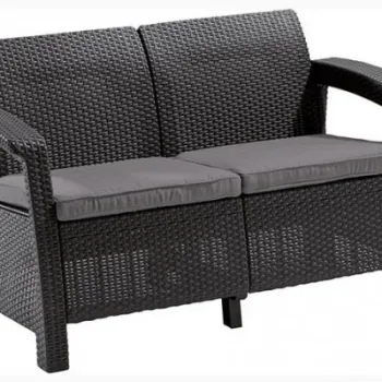 Canapea de gradina Keter Corfu II Love Seat 258973 Grafit, 2 locuri imagine