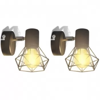 Candelabru perete cadru stil industrial 2 becuri led filament, negru imagine