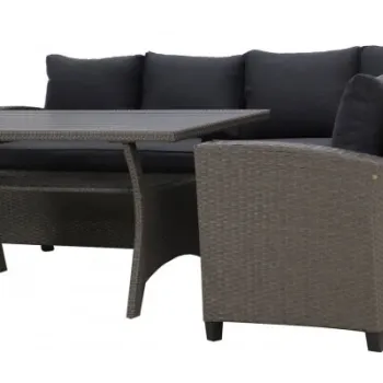 Coltar 3 piese cu spatiu pentru depozitare BAXTER  gri cu negru imagine