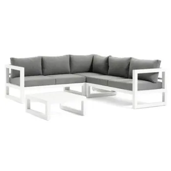 Coltar 4 piese CALZO lungime 222 latime 222 inaltime 68 alb cu gri imagine