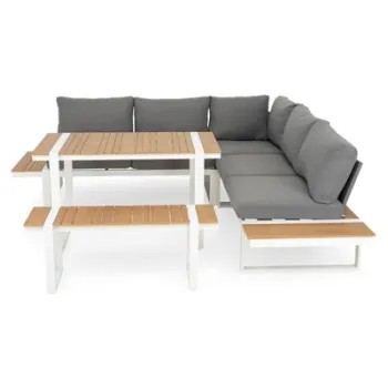 Coltar 5 piese MERIDA lungime 240 latime 240 inaltime 33 alb cu natur imagine